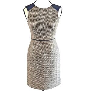 Banana Republic Dress Womens Petite 00P‎ Black White Herringbone Tweed Sheath